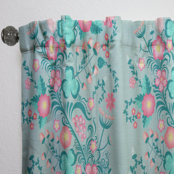Spring floral pattern in soft pastel colors - Mid-Century Modern Curtain - 1 Panel