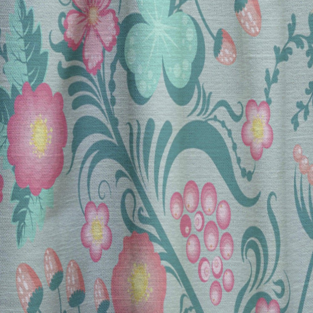 Spring floral pattern in soft pastel colors - Mid-Century Modern Curtain - 1 Panel