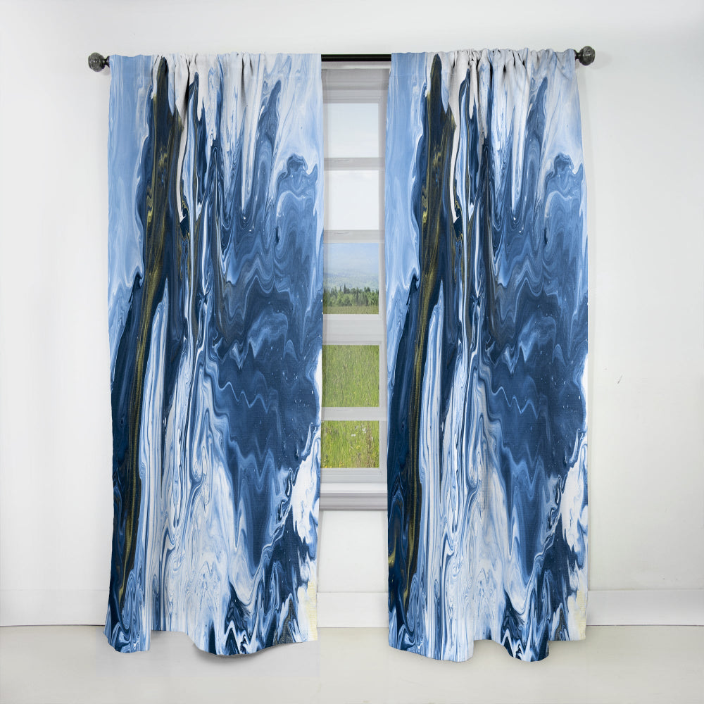 Grey And White Hand Painted Marble Acrylic III - Modern Curtain - 1 Panel