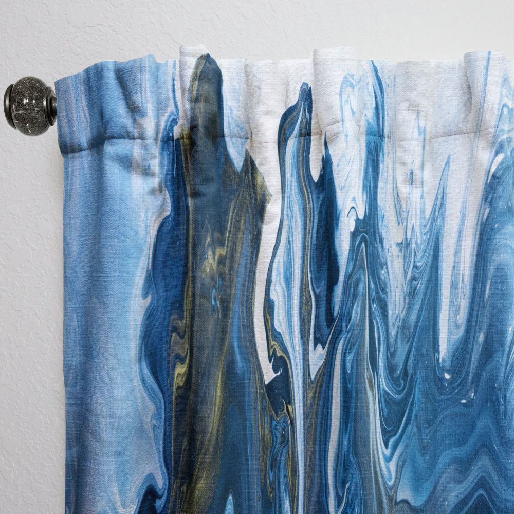 Grey And White Hand Painted Marble Acrylic III - Modern Curtain - 1 Panel