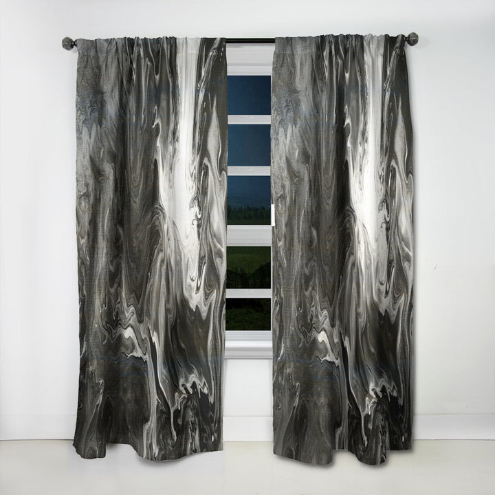 Grey And White Hand Painted Marble Acrylic IV - Modern Curtain - 1 Panel