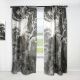 Grey And White Hand Painted Marble Acrylic IV - Modern Curtain - 1 Panel