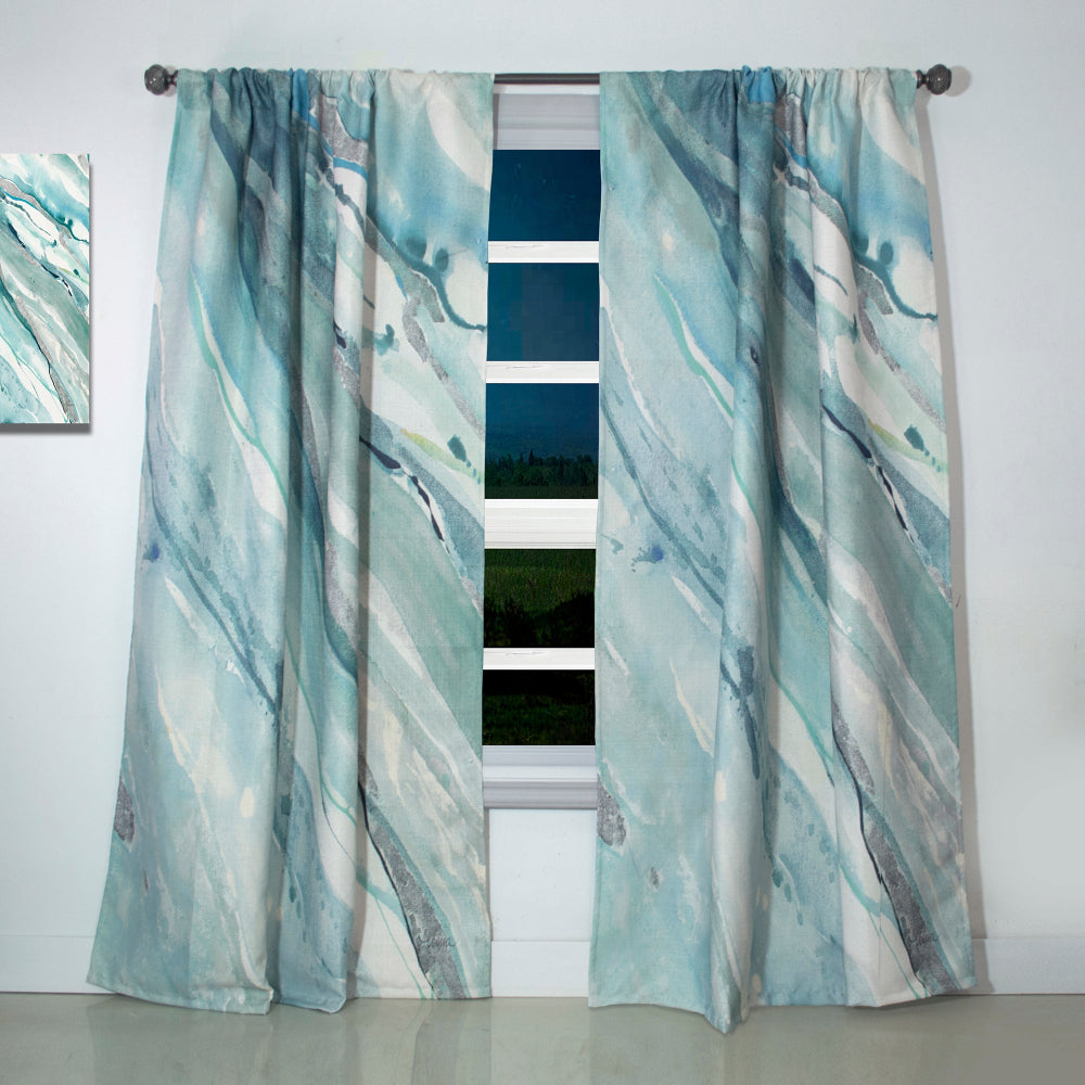 Silver Springs II Blue Green - Nautical &amp; Coastal Curtain - 1 Panel