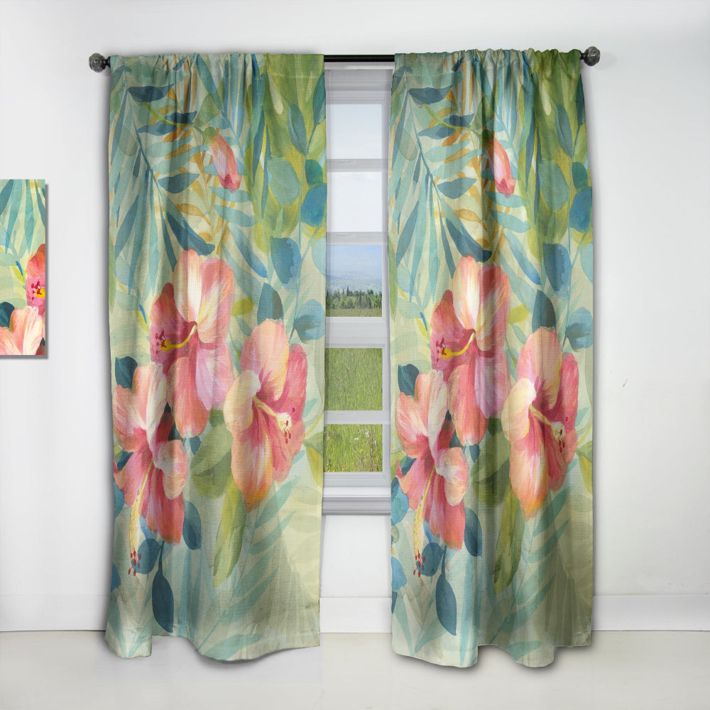 Hibiscus Garden III - Traditional Curtain - 1 Panel