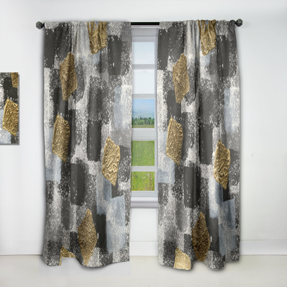 Gold Glamour Squares I - Modern Curtain - 1 Panel