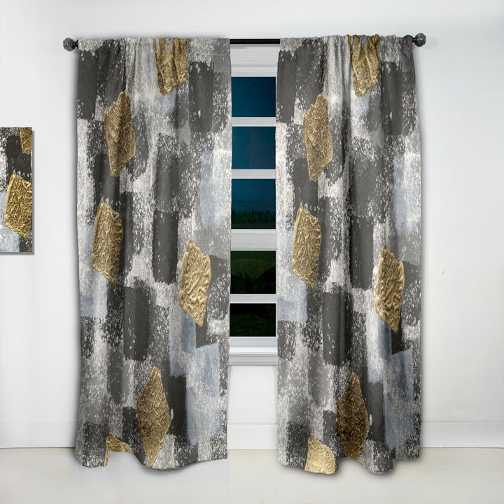 Gold Glamour Squares I - Modern Curtain - 1 Panel