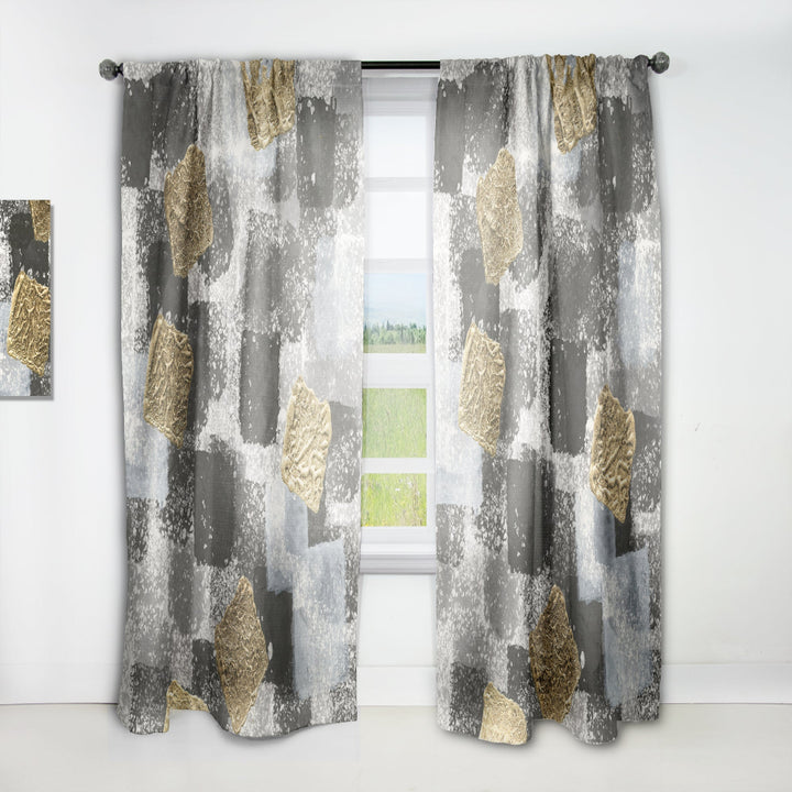 Gold Glamour Squares I - Modern Curtain - 1 Panel