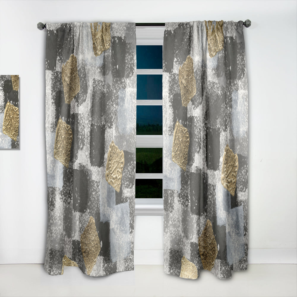 Gold Glamour Squares I - Modern Curtain - 1 Panel