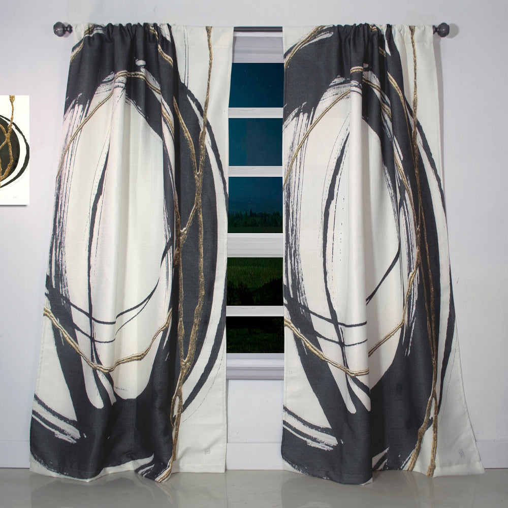 Gold Glamour Circle III - Posh &amp; Luxe Curtain - 1 Panel