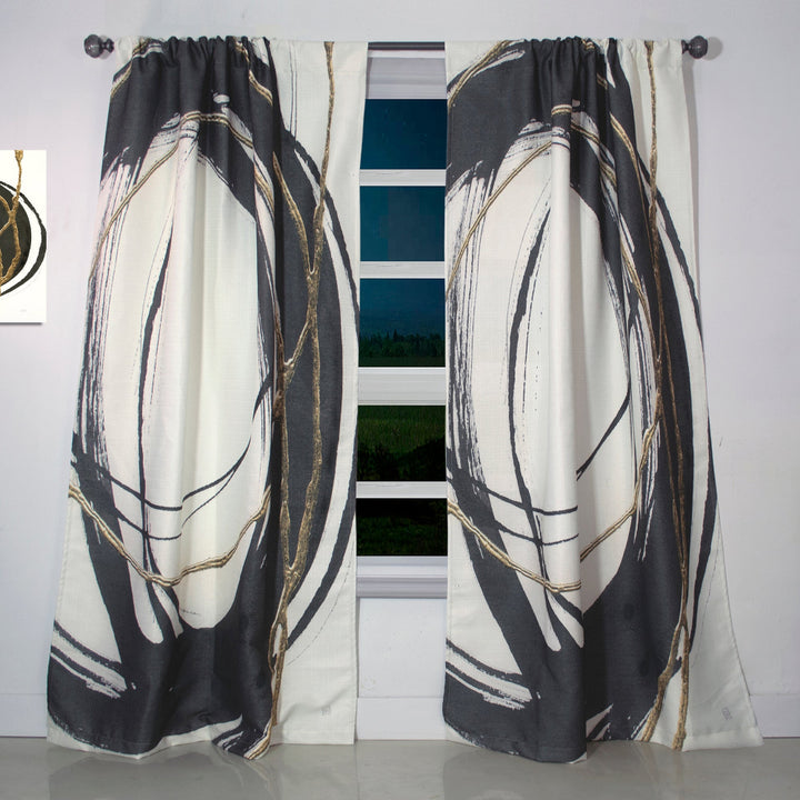 Gold Glamour Circle III - Posh &amp; Luxe Curtain - 1 Panel