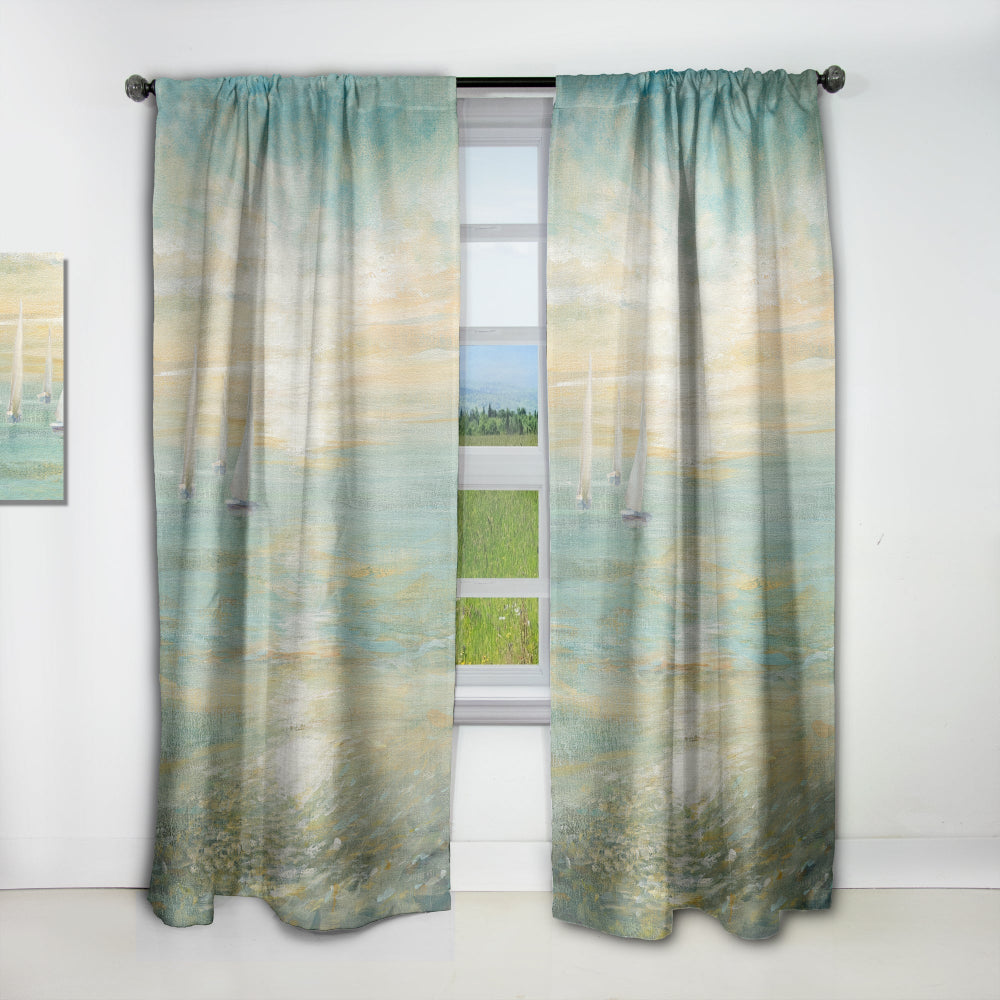 Sunrise Boat I - Nautical &amp; Coastal Curtain - 1 Panel