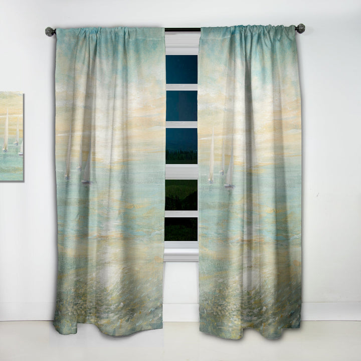 Sunrise Boat I - Nautical &amp; Coastal Curtain - 1 Panel