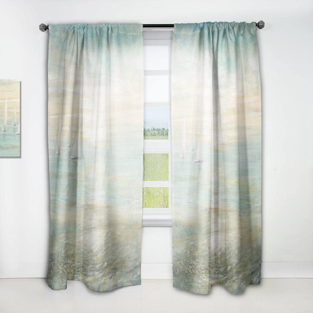 Sunrise Boat I - Nautical &amp; Coastal Curtain - 1 Panel