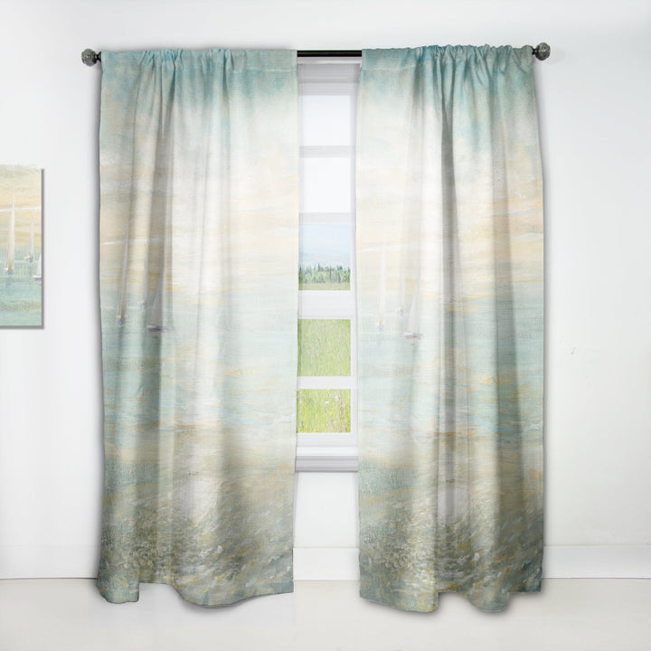 Sunrise Boat I - Nautical &amp; Coastal Curtain - 1 Panel
