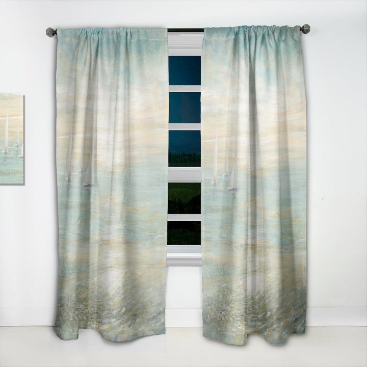 Sunrise Boat I - Nautical &amp; Coastal Curtain - 1 Panel