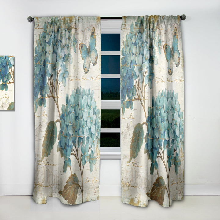 butterfly Blue Garden I - Farmhouse Curtain - 1 Panel