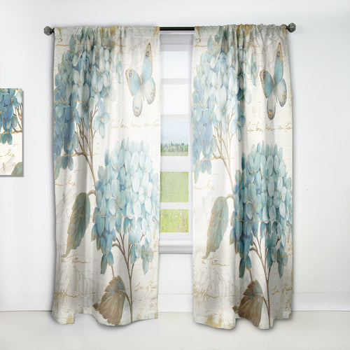 butterfly Blue Garden I - Farmhouse Curtain - 1 Panel