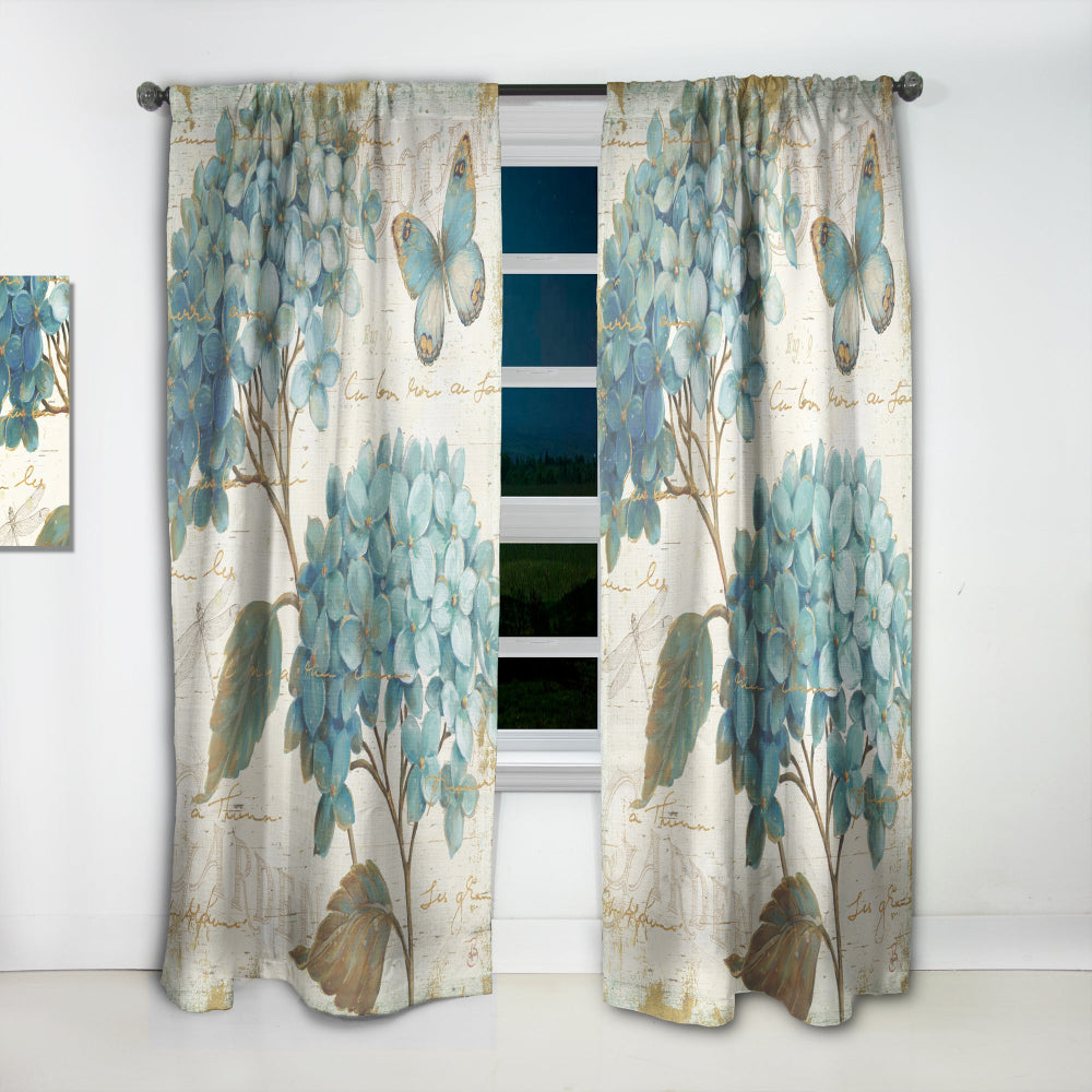 butterfly Blue Garden I - Farmhouse Curtain - 1 Panel