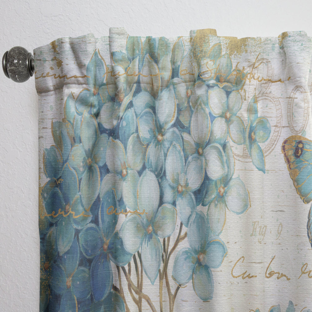 butterfly Blue Garden I - Farmhouse Curtain - 1 Panel