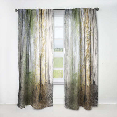 Morning Forest Panoramic View - Landscape Curtain - 1 Panel