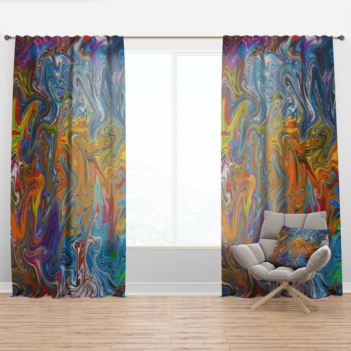 Fractal Flowing Colors - Contemporary Curtain - 1 Panel