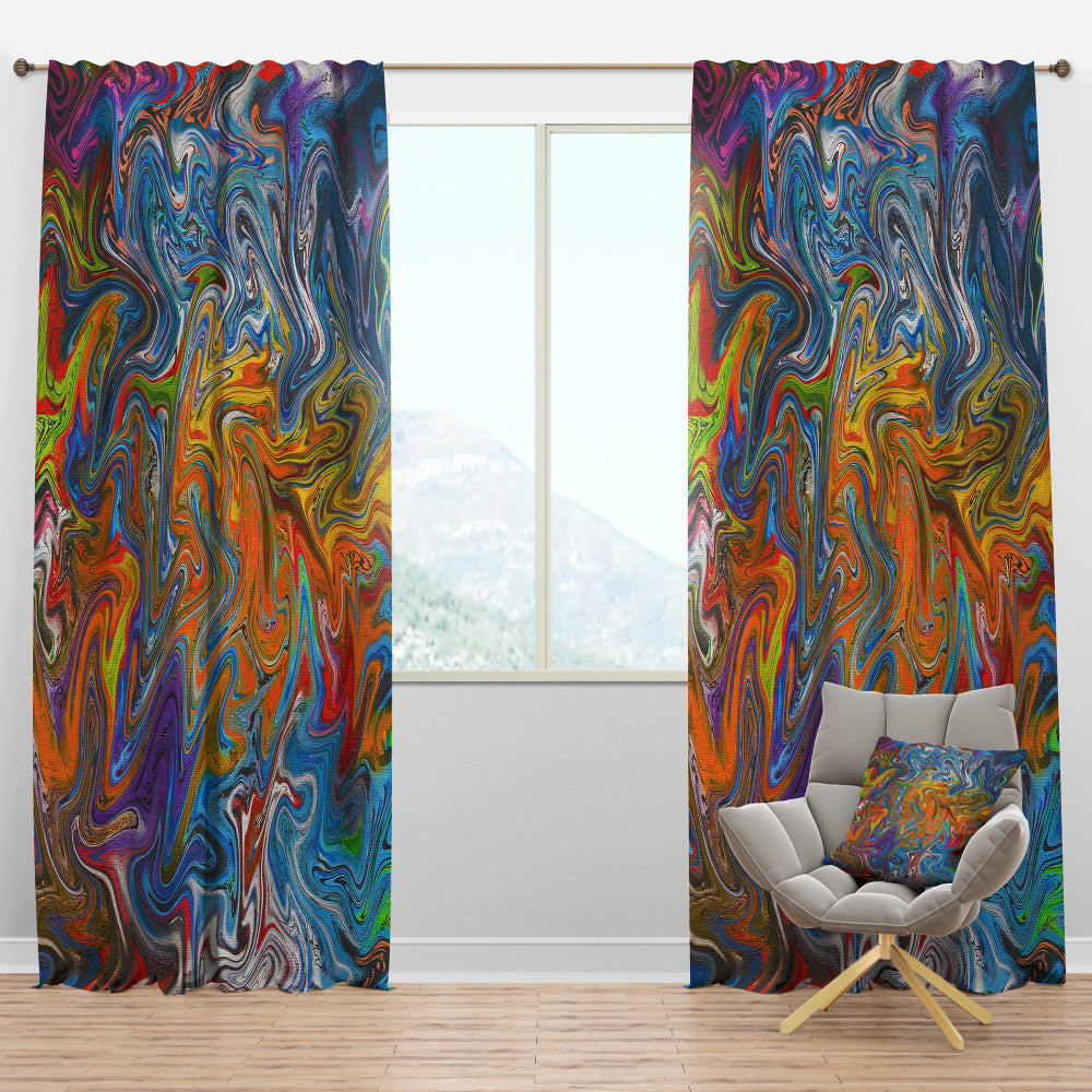 Fractal Flowing Colors - Contemporary Curtain - 1 Panel