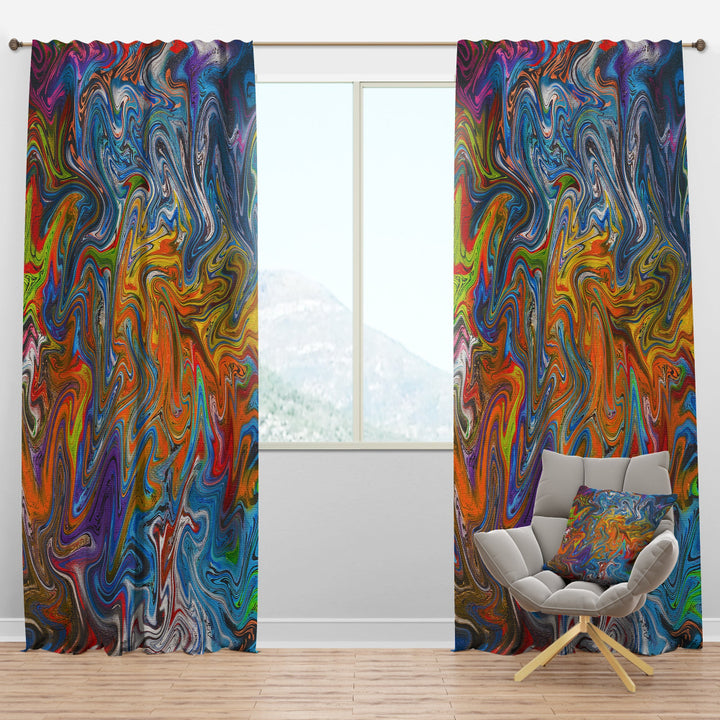Fractal Flowing Colors - Contemporary Curtain - 1 Panel