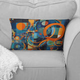 Orange Blue Geometry Unleashed II - Abstract Printed Throw Pillow