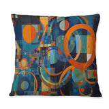 Orange Blue Geometry Unleashed II - Abstract Printed Throw Pillow