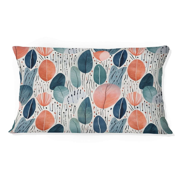 Coral Teal Scandinavia Flowers II - Abstract Throw Pillow
