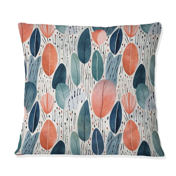 Coral Teal Scandinavia Flowers II - Abstract Throw Pillow