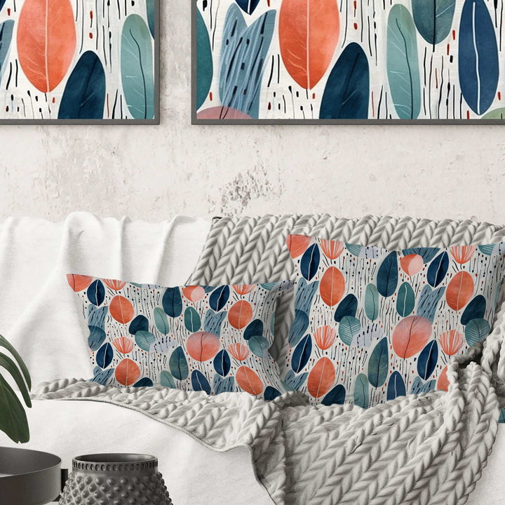 Coral Teal Scandinavia Flowers II - Abstract Throw Pillow