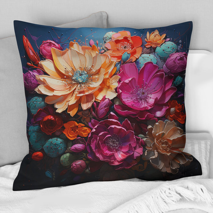 Colorful Blooms - Abstract PopArt Throw Pillow