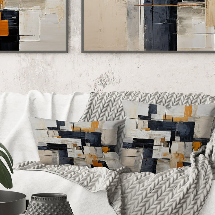 Ivory Illusions Abstract Shapes II - Abstract Shapes Throw Pillow