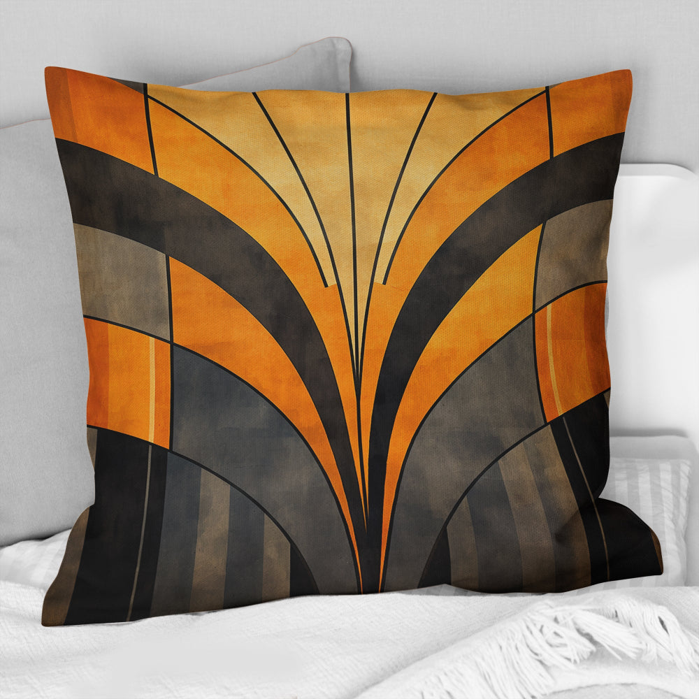 Orange And Grey Vectors - Abstract Shapes Throw Pillow