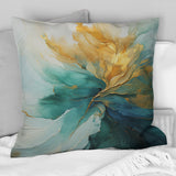 Gold And Teal Aurora Harmony - Abstract Spirals Throw Pillow