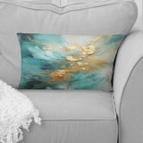 Gold And Teal Aurora Harmony II - Abstract Spirals Throw Pillow