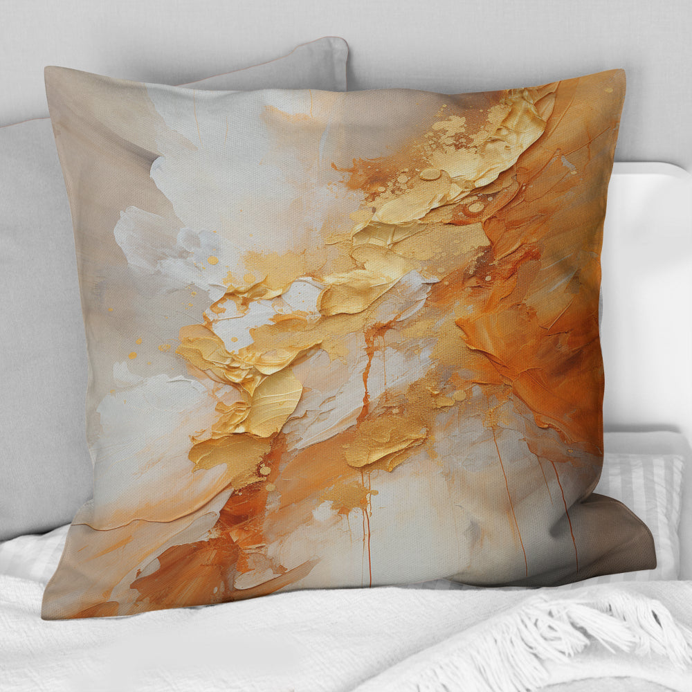 Gold White Champagne Sunrise Spirals I - Abstract Spirals Throw Pillow