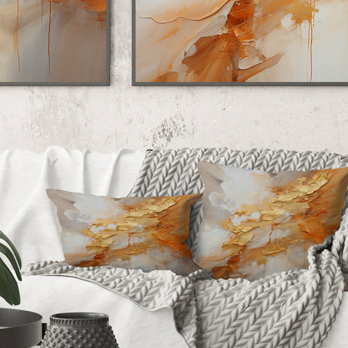 Gold White Champagne Sunrise Spirals I - Abstract Spirals Throw Pillow
