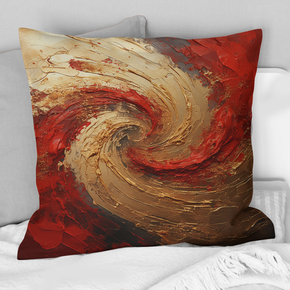 Red Gold Fusion Spiral - Abstract Spirals Throw Pillow