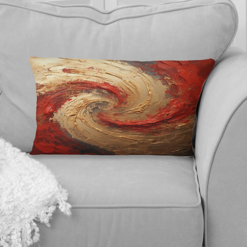 Red Gold Fusion Spiral - Abstract Spirals Throw Pillow