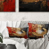 Red Gold Fusion Spiral II - Abstract Spirals Throw Pillow
