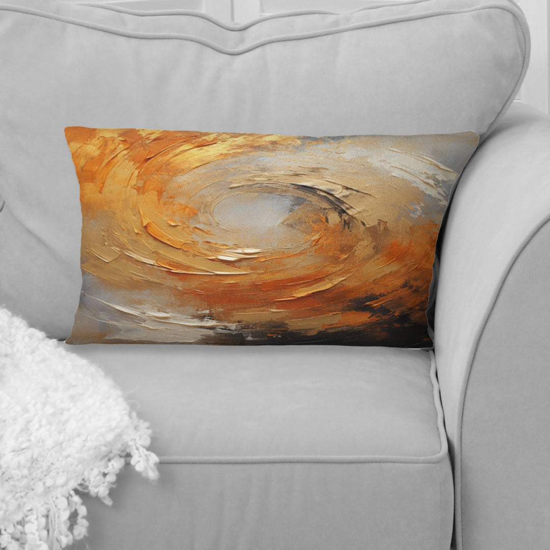 Gold Orange Desert Mirage Spiral - Abstract Spirals Throw Pillow