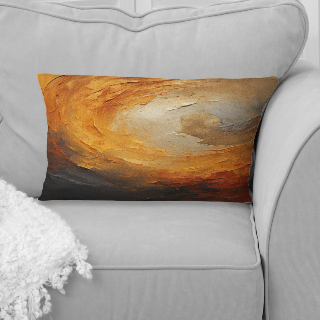 Gold Orange Desert Mirage Spiral I - Abstract Spirals Throw Pillow