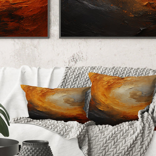Gold Orange Desert Mirage Spiral I - Abstract Spirals Throw Pillow