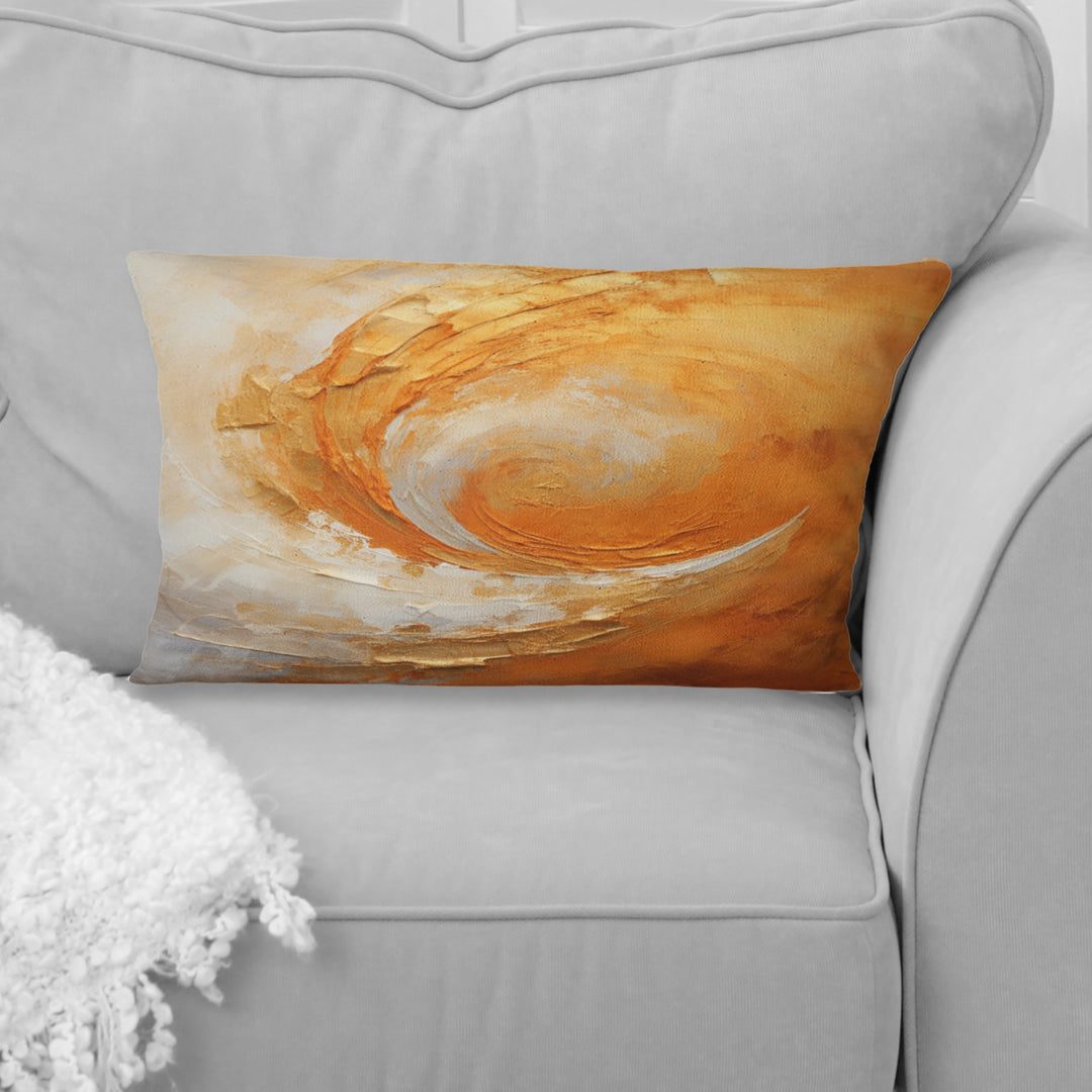 Gold Orange Desert Mirage Spiral II - Abstract Spirals Throw Pillow