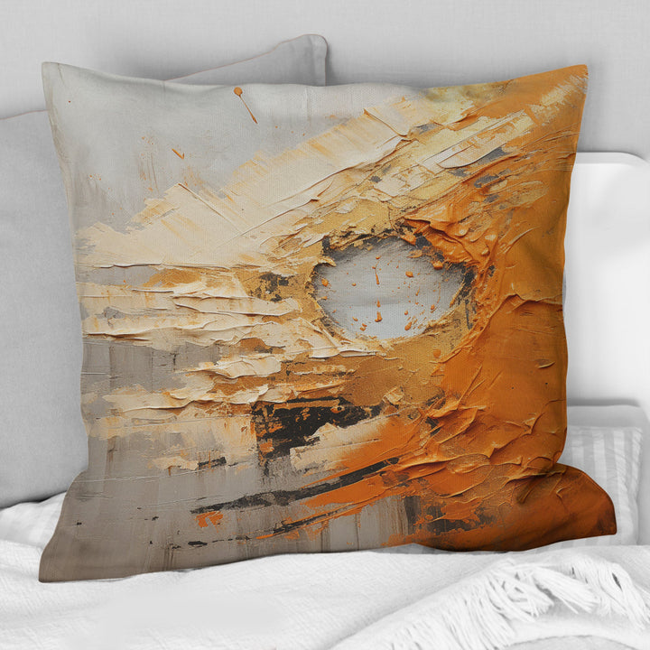 Gold Orange Desert Mirage Spiral III - Abstract Spirals Throw Pillow