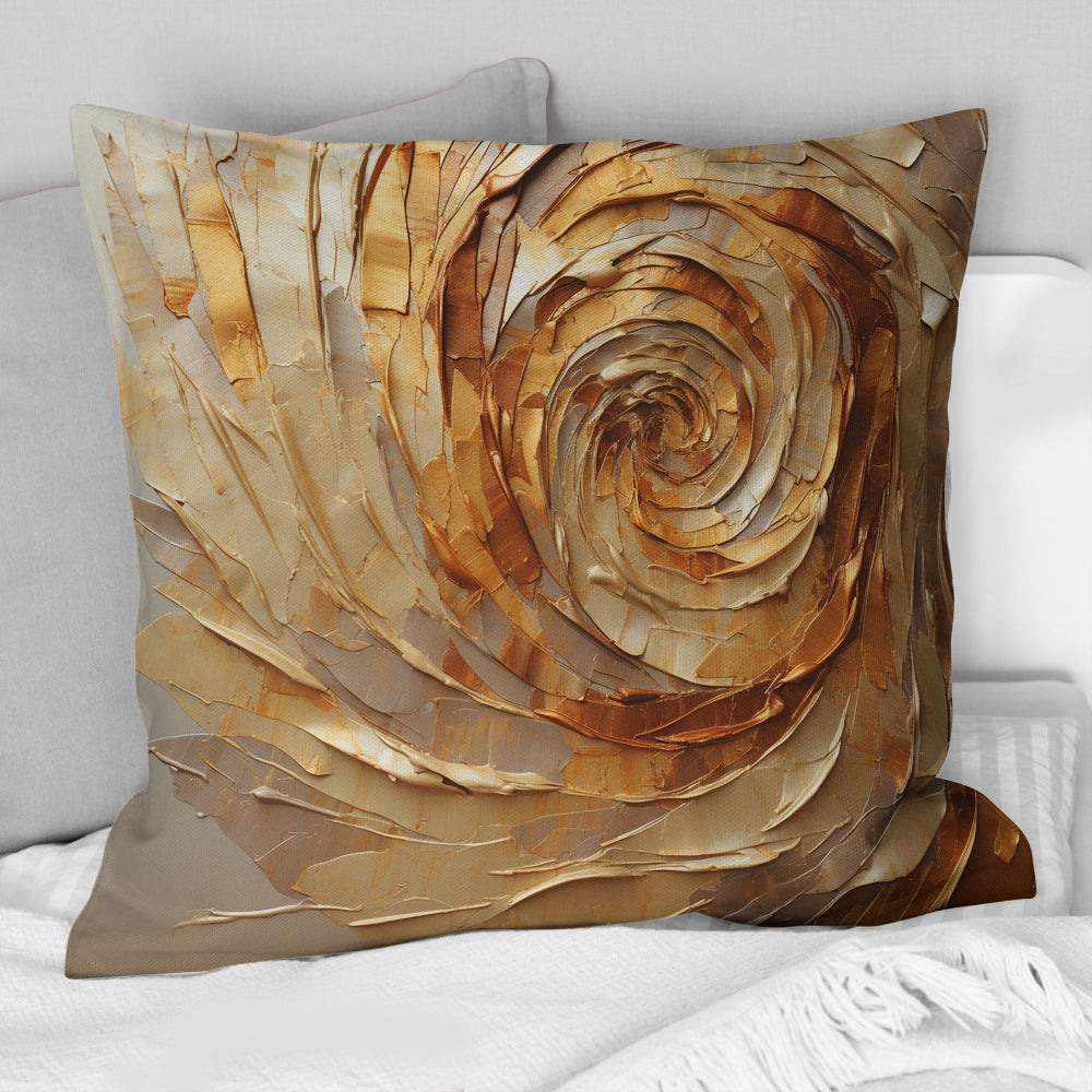 Brown Gilded Mocha Spiral - Abstract Spirals Throw Pillow