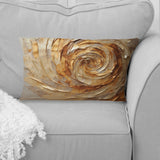 Brown Gilded Mocha Spiral - Abstract Spirals Throw Pillow