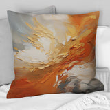 Golden Orange Surge - Abstract Spirals Throw Pillow